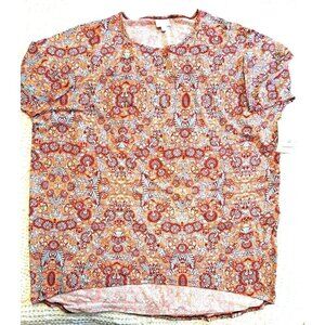 LuLaRoe XL Multicolor Floral "Irma" Short Sleeve Top New w/Tags